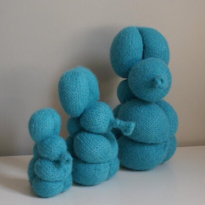 Knit Balloon-Bunny Wool Felt Toy (5" mini, 7" small, 11" large) - knitting pattern