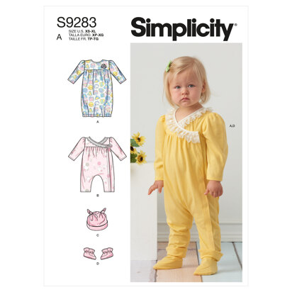 Simplicity Infants' Knit Gathered Gown & Jumpsuit S9283 - Sewing Pattern
