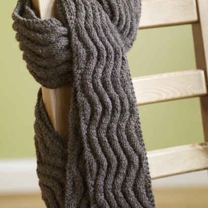 Meandering Rib Scarf in Lion Brand Fishermen's Wool - 70809AD