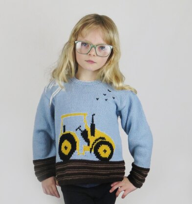 Childs Sweater with Tractor Motif