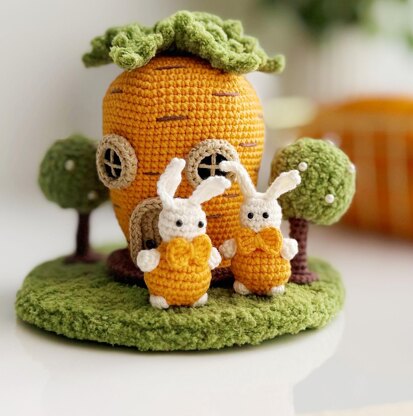 Crochet fairy house, amigurumi house, crochet bunny pattern, Carrot House