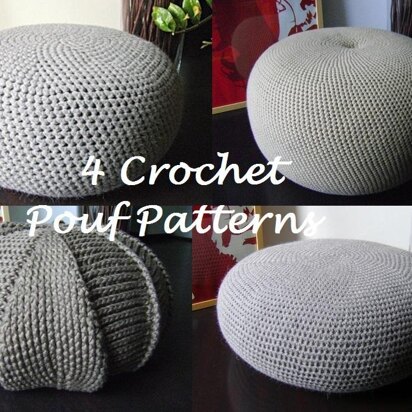 3 Crochet Pouf Floor Cushion/Footstool Tutorials and 1 Pouf Pattern