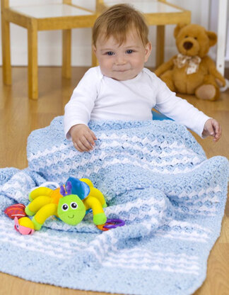 Special Delivery Striped Blanket in Red Heart Plush Baby Solids - LW3043 - Downloadable PDF