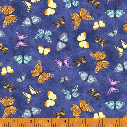 Windham Fabrics Delilah - Butterflies Dark Blue