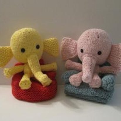 Knitkinz Yellow and Pink Elephants - knitting pattern