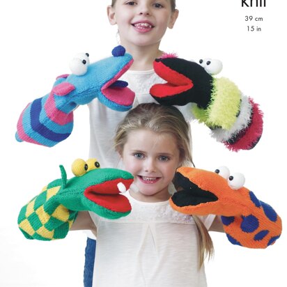 Quirky Hand Puppets in King Cole Pricewise DK - 9028 - Downloadable PDF
