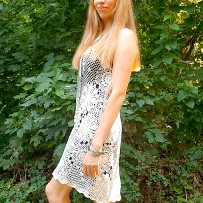 Crochet High-low A-line summer dress.