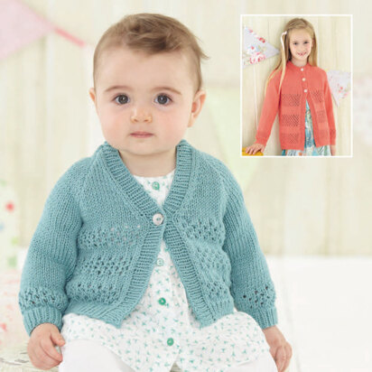 Round Neck and V Neck Cardigans in Sirdar Snuggly Baby Bamboo DK - 4733 - Downloadable PDF