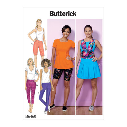 Butterick Misses' Pleated Skort, and Pull-On Shorts and Pants B6460 - Sewing Pattern