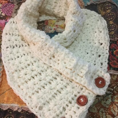 Button Cowl Scarf Easy Crochet Pattern, Neck Warmer Pattern, Shawl