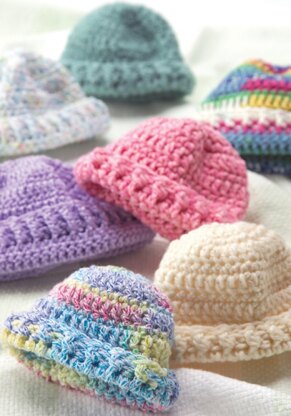Knit & Crochet Preemie Hats in Red Heart Soft Multis - WR1756