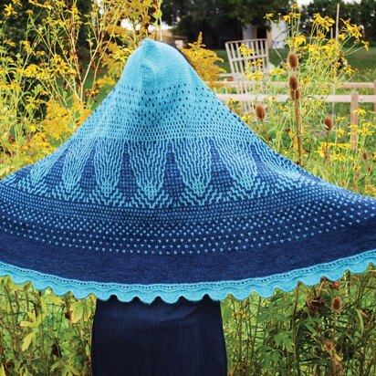 Mountain Range Hooded Shawl - knitting pattern