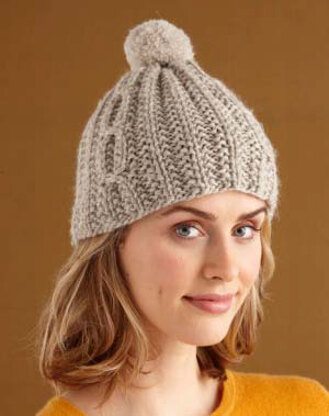 Mistake Stitch Cable Hat in Lion Brand Fishermen's Wool - L0694