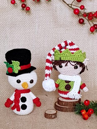 Snowman, Christmas Elf & Reindeer