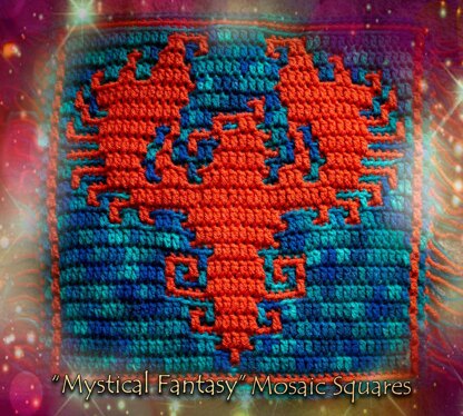 Mystical Fantasy Mosaic Crochet Square - Phoenix