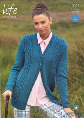 Women's Cable Cardigan and Waistcoat in Stylecraft Life DK - 9027