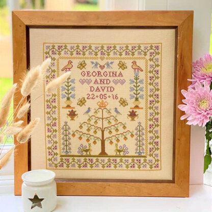 Historical Sampler Company Wedding Tree of Life Sampler Cross Stitch Kit - 20cm x 23cm