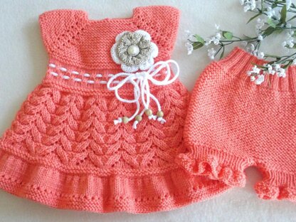 Knitting Baby Dress Knitted Diaper Cover Knitted Flower