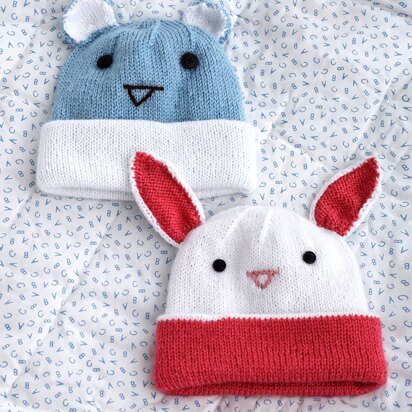 Knit Hats with Ears in Bernat Softee Baby Solids