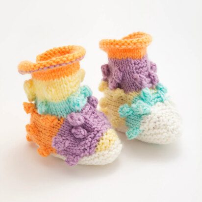 Bobble Booties in Lion Brand Ice Cream - L60238 - Downloadable PDF