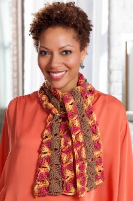 Autumn Fall Scarf in Red Heart Super Saver Economy Solids - LW2954