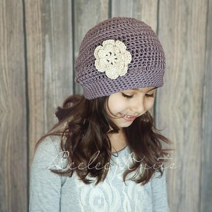 Girls Slightly Slouchy Crochet Hat Pattern