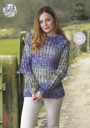 Sweater & Short Sleeved Top in King Cole Super Chunky - 4756 - Downloadable PDF
