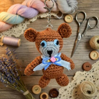 Crochet Bear Keychain Pdf + Video Tutorial
