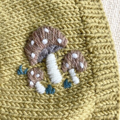 Toadstools Embroidered Baby Bonnet