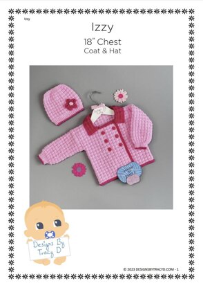 Izzy Double Breasted Baby Coat Knitting Pattern 18 inch chest size