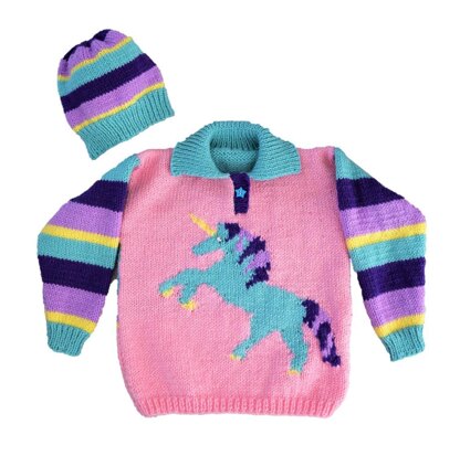 Unicorn Sweater and Hat