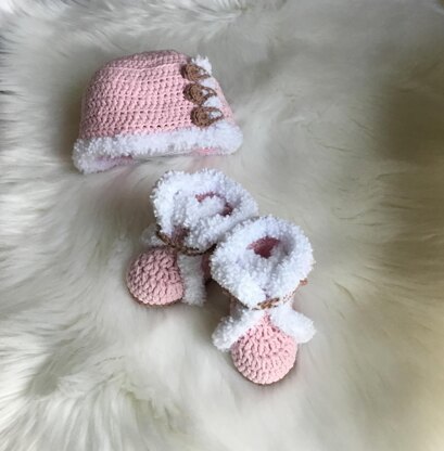 Baby Boot & Hat Set N 290