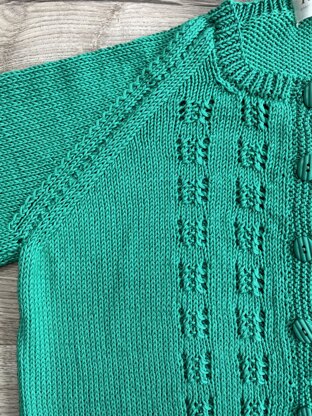 Raglan Cardigan with Eyelet Motifs