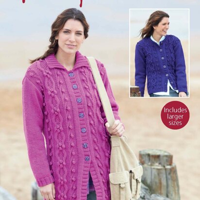 Long Jacket and Cardigan in Hayfield Bonus Aran - 7899 - Downloadable PDF