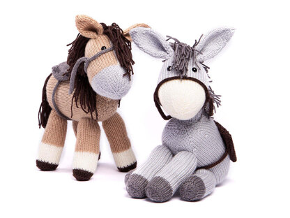 Dolly the Donkey and Bramble the Horse in Deramores Studio DK Acrylic - Downloadable PDF