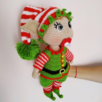 Christmas crochet Lulu doll pattern, amigurumi christmas pattern, Christmas Elf crochet, 12,6 inch/32 cm (English, Deutsch, Français)