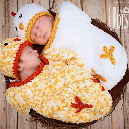 Bok Bok Easter Chicken Baby Hat and Cocoon Set Crochet PDF Pattern