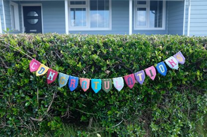 Alphabet and numbers crochet bunting