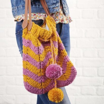 Chevron and Pompom Bag - knitting pattern