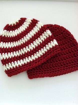 "Preppy" Crochet Baby Beanie in Stripes and Solids