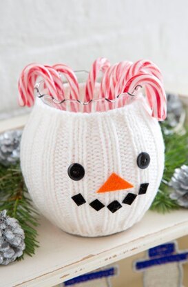 Snowman Jar Cozy in Red Heart Niki - LW3879EN