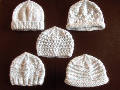 Premature Small Baby Knitting Pattern For 5 Hats