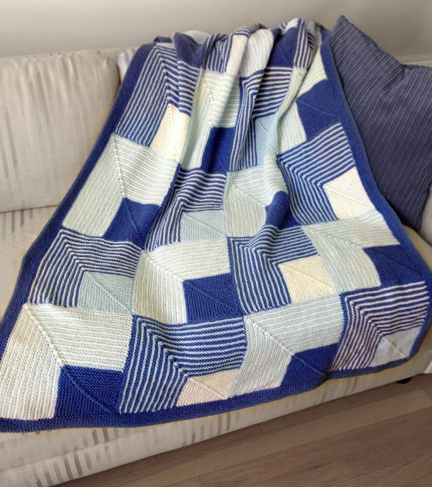 Mitered Squares Baby Afghan or Lap Robe Knitting pattern by