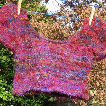 Recycled sari silk short sleeved crop top jumper