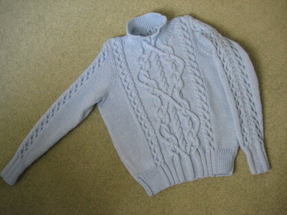 PALE BLUE CABLE SWEATER