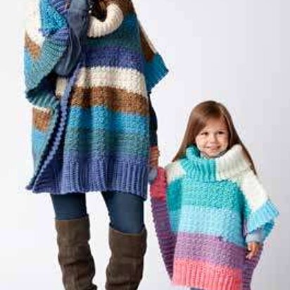 Mom and Me Crochet Ponchos in Bernat Pop! - Downloadable PDF