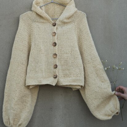 Hooded short cardigan