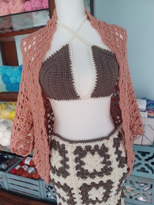 Coral Shell Stitch Crochet Lace Shrug-Cardigan