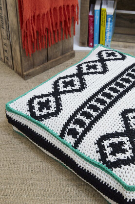 Put Your Feet Up Floor Cushion - Free Crochet Pattern For Home in Paintbox Yarns Recycled Ribbon