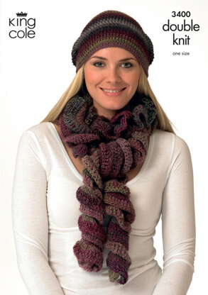 Hats and Scarves Crocheted in King Cole Riot DK - 3400